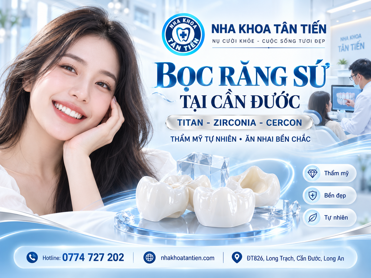 Bọc Răng Sứ Tại Cần Đước – Giá Titan, Zirconia, Cercon